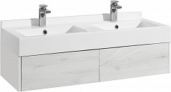Акватон Мебель для ванной Сакура 120 с двумя чашами ольха наварра/белая – фотография-5